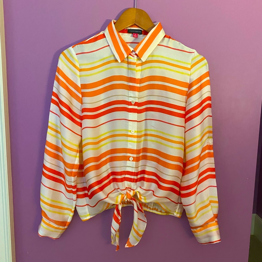 Vince Camuto striped blouse size small.